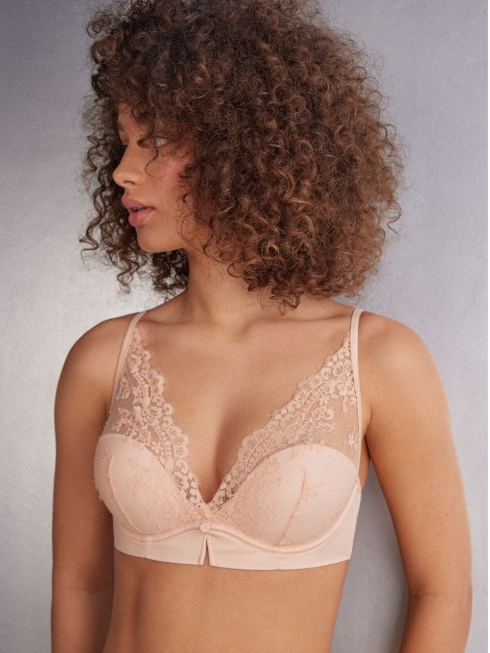 Intimisimi Plunge Lace Bra in Blush